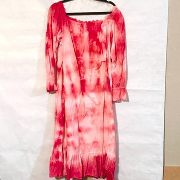 Vintage Victoria's Secret Size Medium Tie Dyed CottageCore Nightgown Prairie Red - Picture 9 of 13